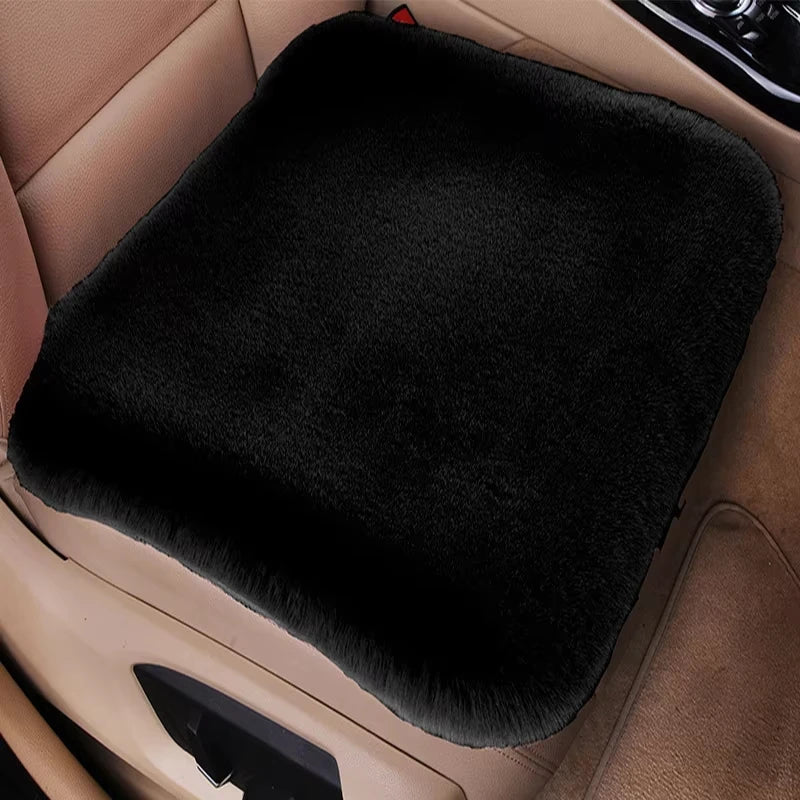 Multicolor Plush Rabbit Fur Car Seat Cushion Winter Warmth Thick Wool Square Cushion for Main Driver or Co-pilot Cover Universal