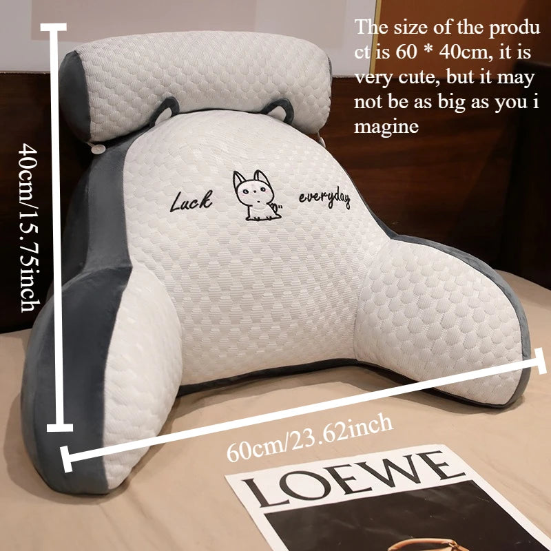 1pc Adjustable Reading Pillow - Ergonomic Back Support Cushion for Bed/Sofa/Floor, Gray Quilted Breathable Design