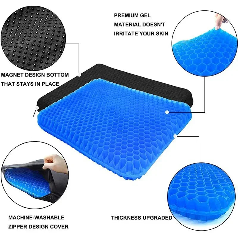 Gel Seat Cushion Double Thick Egg Gel Summer Cushion for Pressure Relief Breathable Chair Pad Car Seat Office Chair Soft Cushion