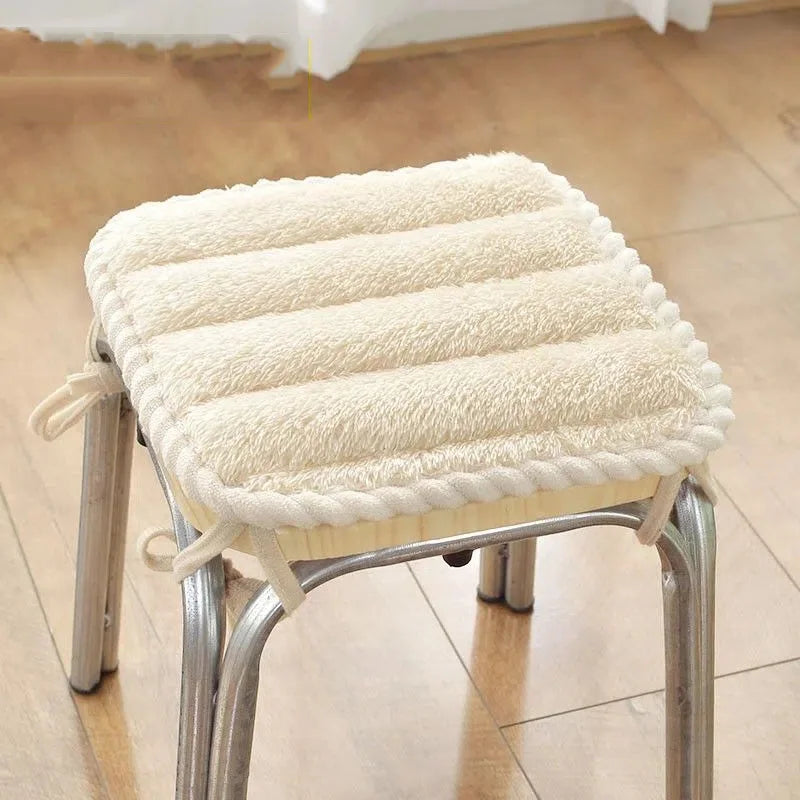 Plush Office Chair Seat Cushion Home Decoration Dining Chair Mat Anti-Slip Cushion With String Square Student Stools Pads