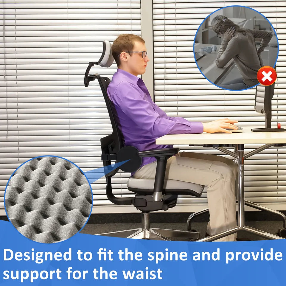 Memory Foam Lumbar Support Cushion Waist Pillow Auto Seat Back Cushion Ergonomic Fatigue Relief for Car Chair Home Office