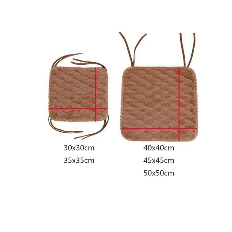 Plush Office Chair Seat Cushion Home Decoration Dining Chair Mat Anti-Slip Cushion With String Square Student Stools Pads