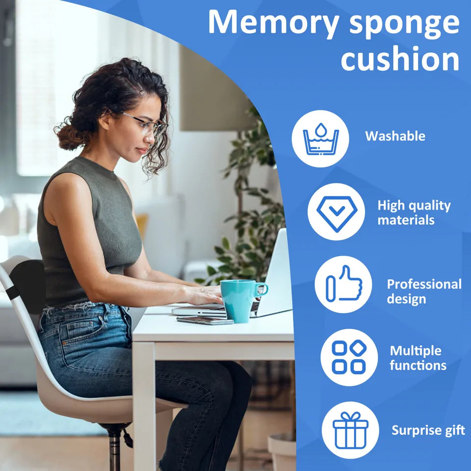 Memory Foam Lumbar Support Cushion Waist Pillow Auto Seat Back Cushion Ergonomic Fatigue Relief for Car Chair Home Office