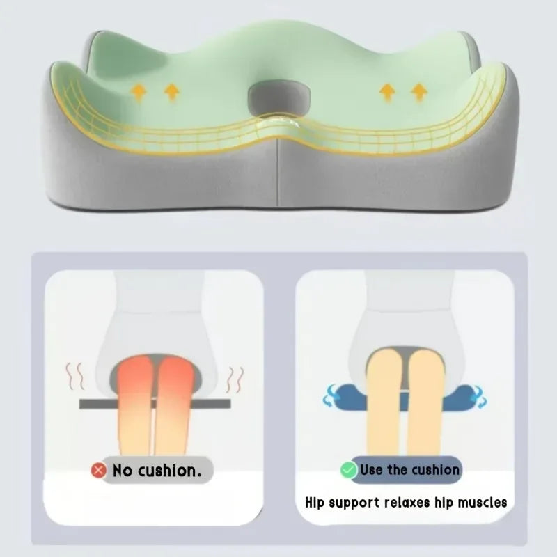 Ergonomic Office Seat Cushion 3-Zone Memory Foam Lumbar Support Pillow Breathable Posture Corrector for Car Office Wheelchair