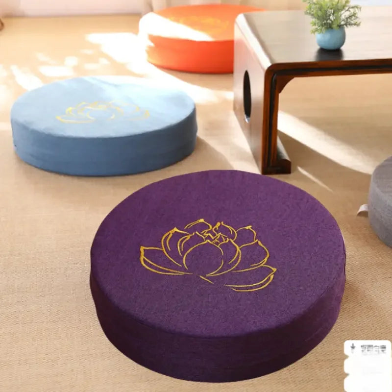 40X6CM Yoga Meditation Linen Cushion Hard Lotus Texture Meditation Cushion Backrest Pillow Tatami Mat Removable Washable