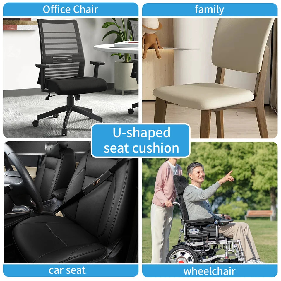 Comfortable breathable seat cushion, U-shaped design wave sponge massage cushion can relieve buttock pressure/coccyx pain