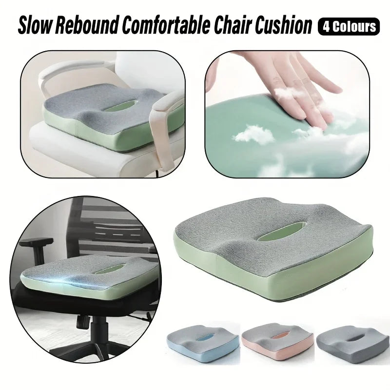 Ergonomic Office Seat Cushion 3-Zone Memory Foam Lumbar Support Pillow Breathable Posture Corrector for Car Office Wheelchair