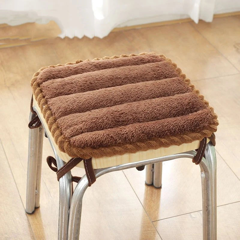Plush Office Chair Seat Cushion Home Decoration Dining Chair Mat Anti-Slip Cushion With String Square Student Stools Pads